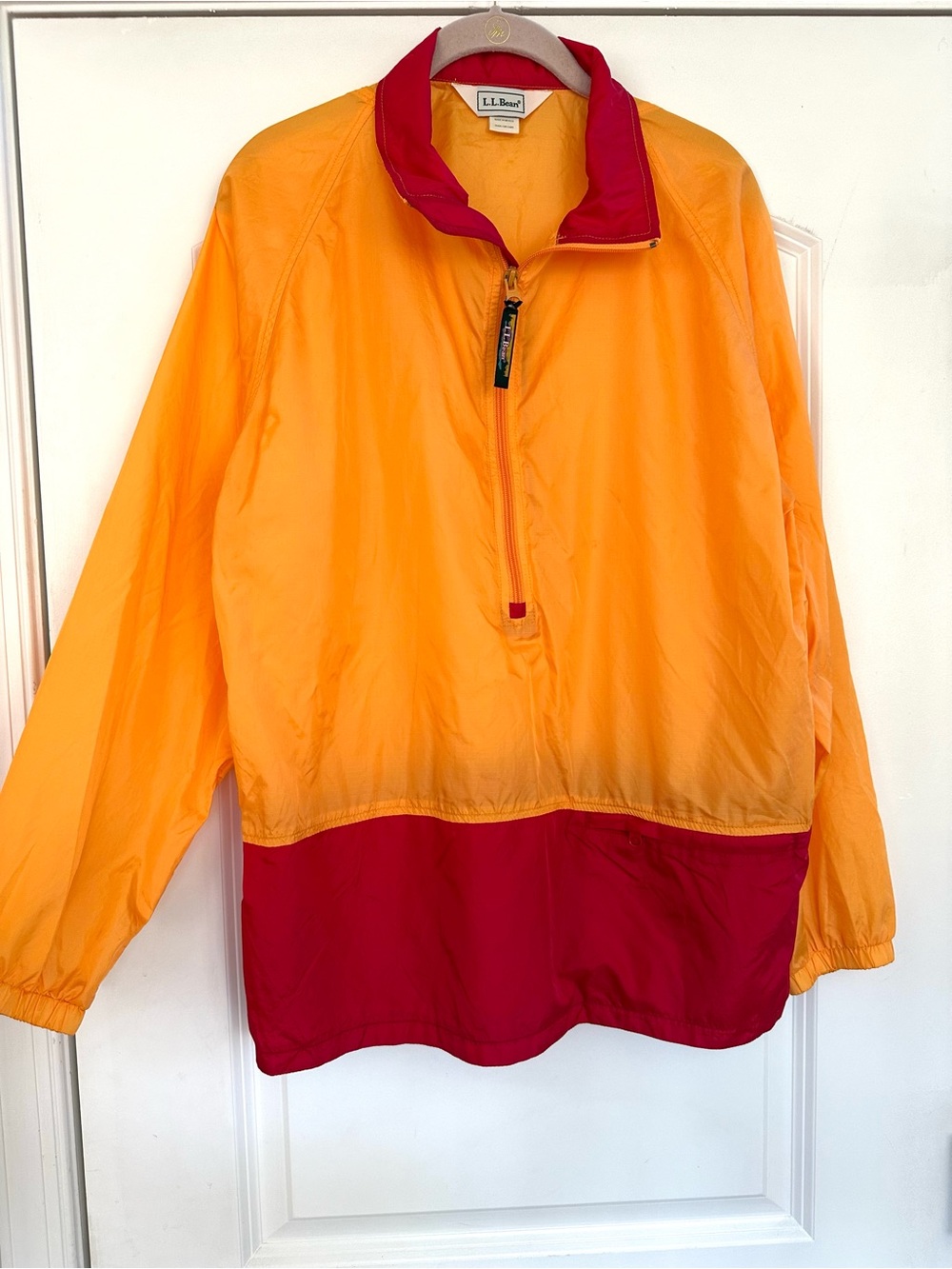Vintage 90s LL Bean Womens Colorblock Nylon Windbreaker 1/2 Zip Shell Large